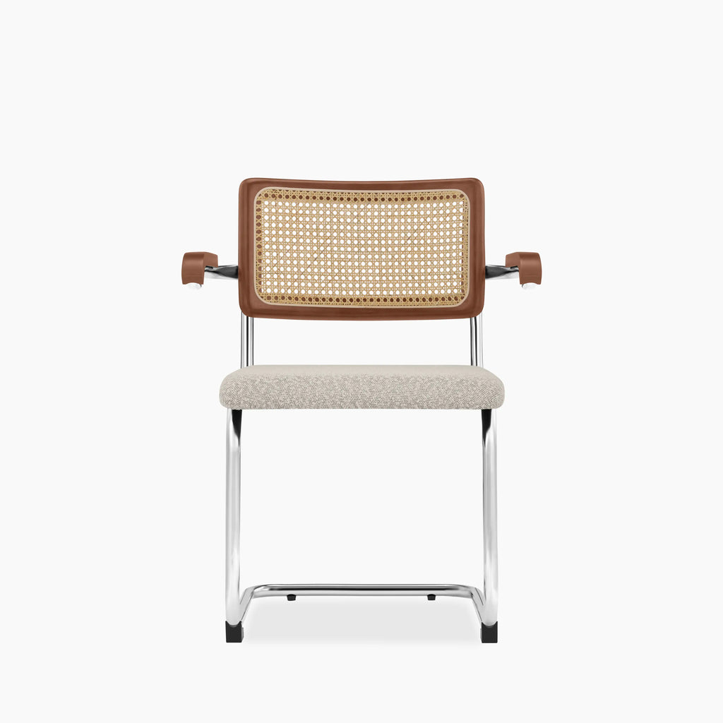 Kenton Carver Dining Chair | Speckled Stone Sustainable Boucle & Light Walnut
