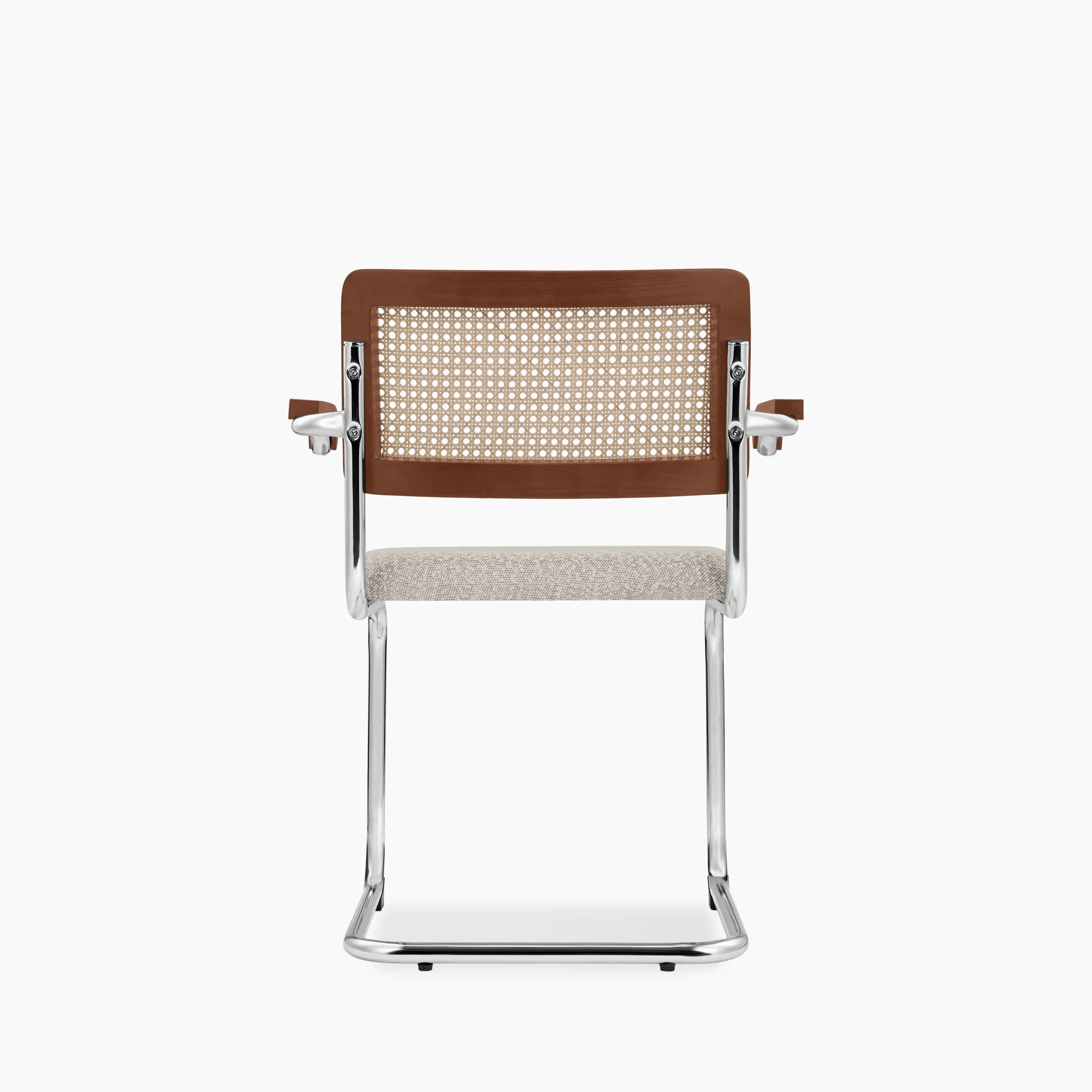 Kenton Carver Dining Chair | Speckled Stone Sustainable Boucle & Light Walnut