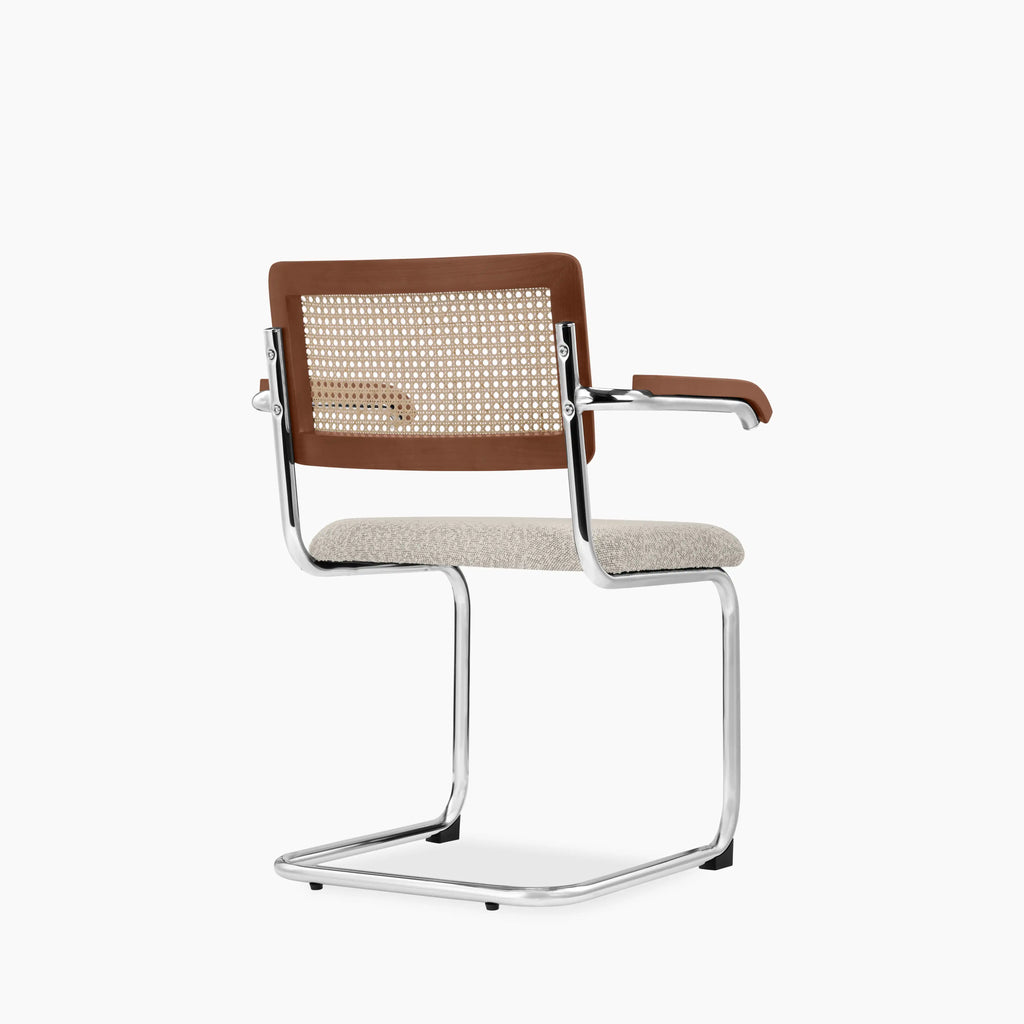 Kenton Carver Dining Chair | Speckled Stone Sustainable Boucle & Light Walnut