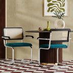 Kenton Carver Dining Chair | Teal Sustainable Velvet & Black