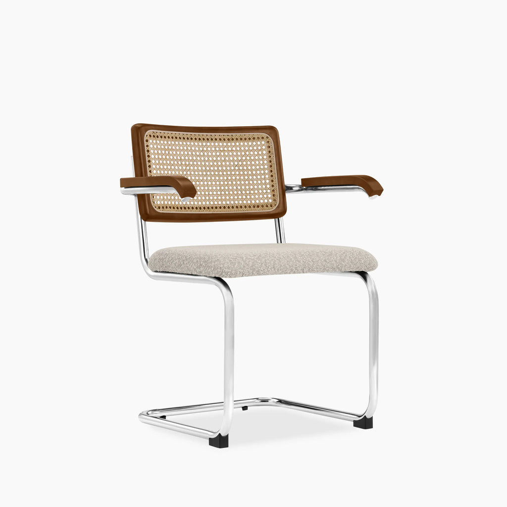 Kenton Carver Dining Chair | Speckled Stone Sustainable Boucle & Light Walnut