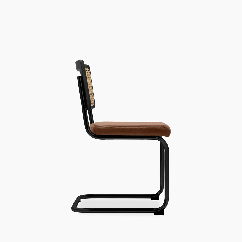 Kenton Dining Chair | Vintage Tan Faux Leather & Black