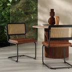 Kenton Dining Chair | Vintage Tan Faux Leather & Black