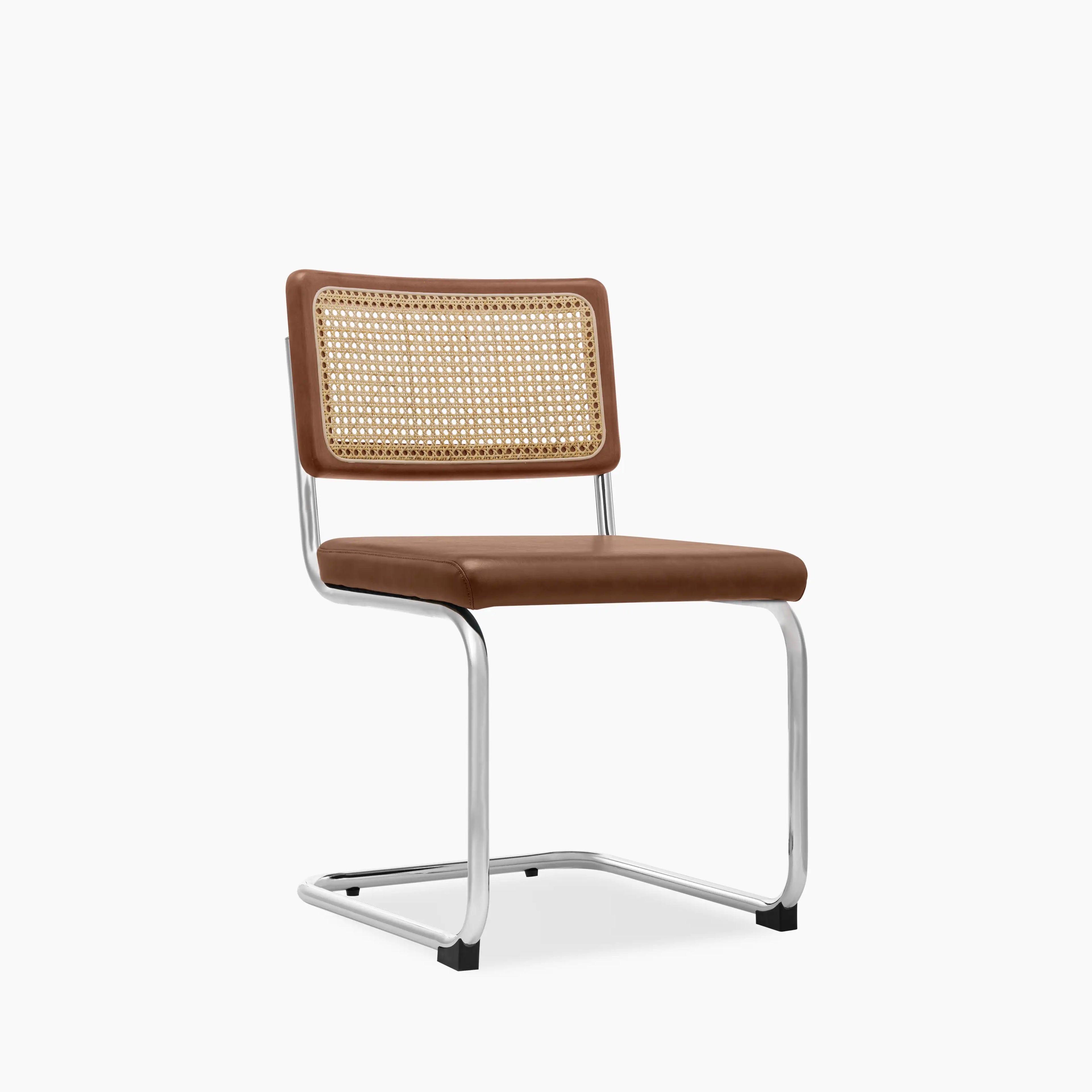 Kenton Dining Chair | Vintage Tan Faux Leather & Chrome