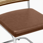 Kenton Dining Chair | Vintage Tan Faux Leather & Chrome