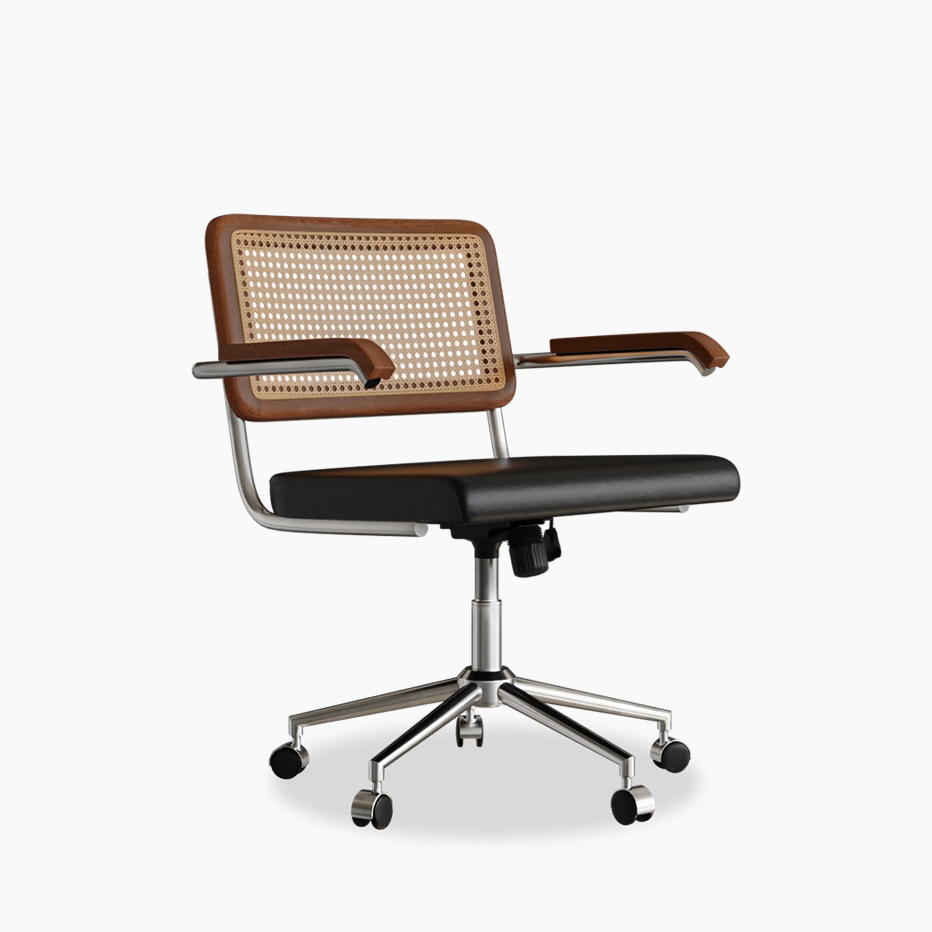 Kenton Office Chair | Vintage Black Faux Leather & Chrome