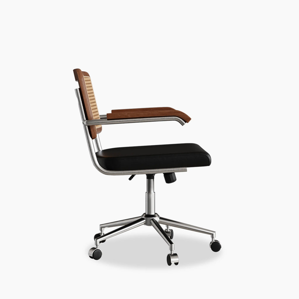 Kenton Office Chair | Vintage Black Faux Leather & Chrome