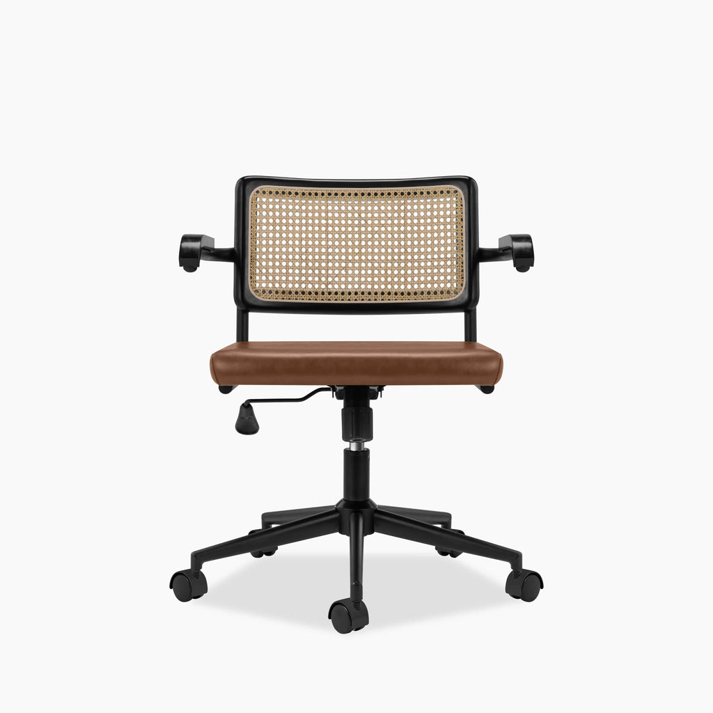 Kenton Office Chair | Vintage Tan Faux Leather & Black
