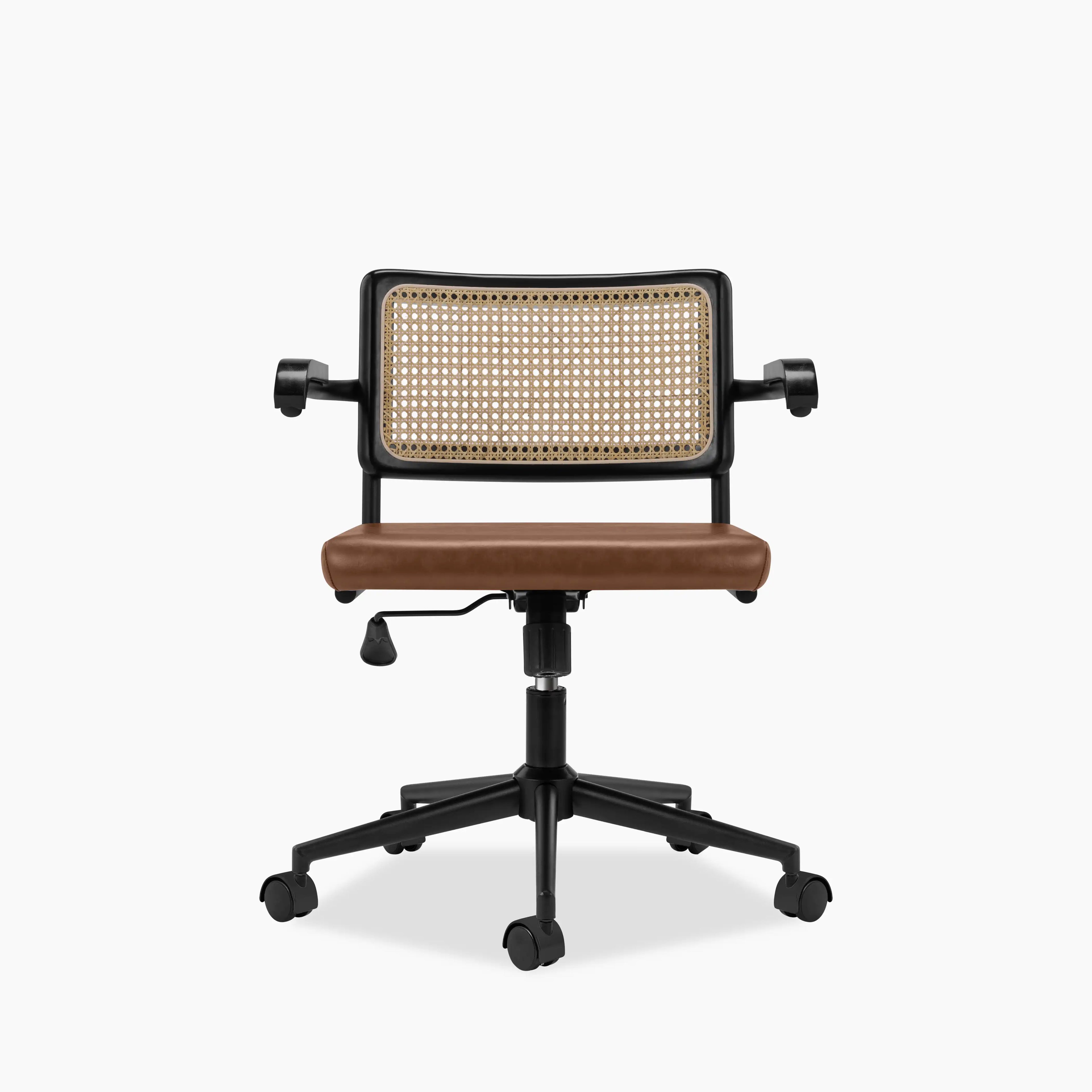 Kenton Office Chair | Vintage Tan Faux Leather & Black