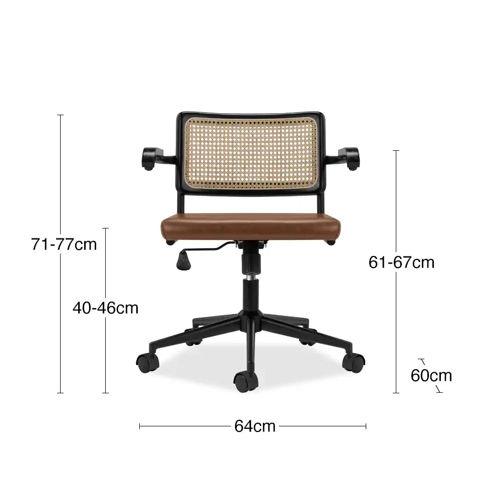 Kenton Office Chair | Vintage Tan Faux Leather & Black