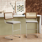Kenton Bar Stool | Speckled Stone Sustainable Boucle & Light Walnut