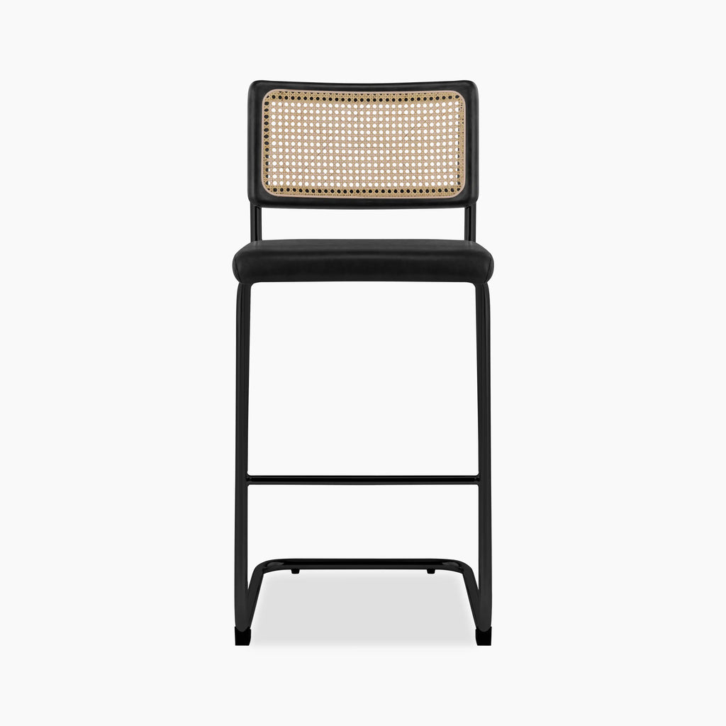 Kenton Bar Stool | Vintage Black Faux Leather & Black