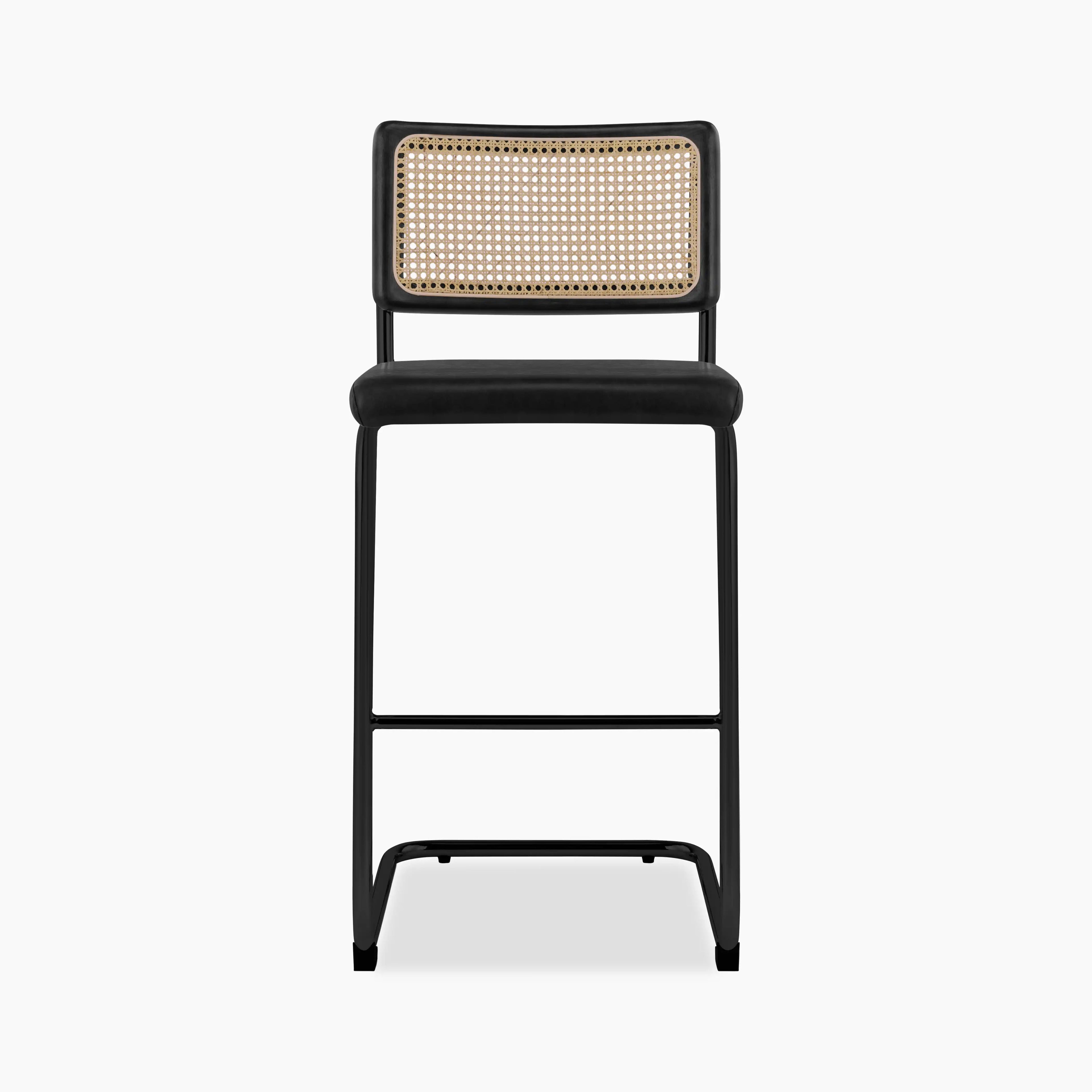 Kenton Bar Stool | Vintage Black Faux Leather & Black