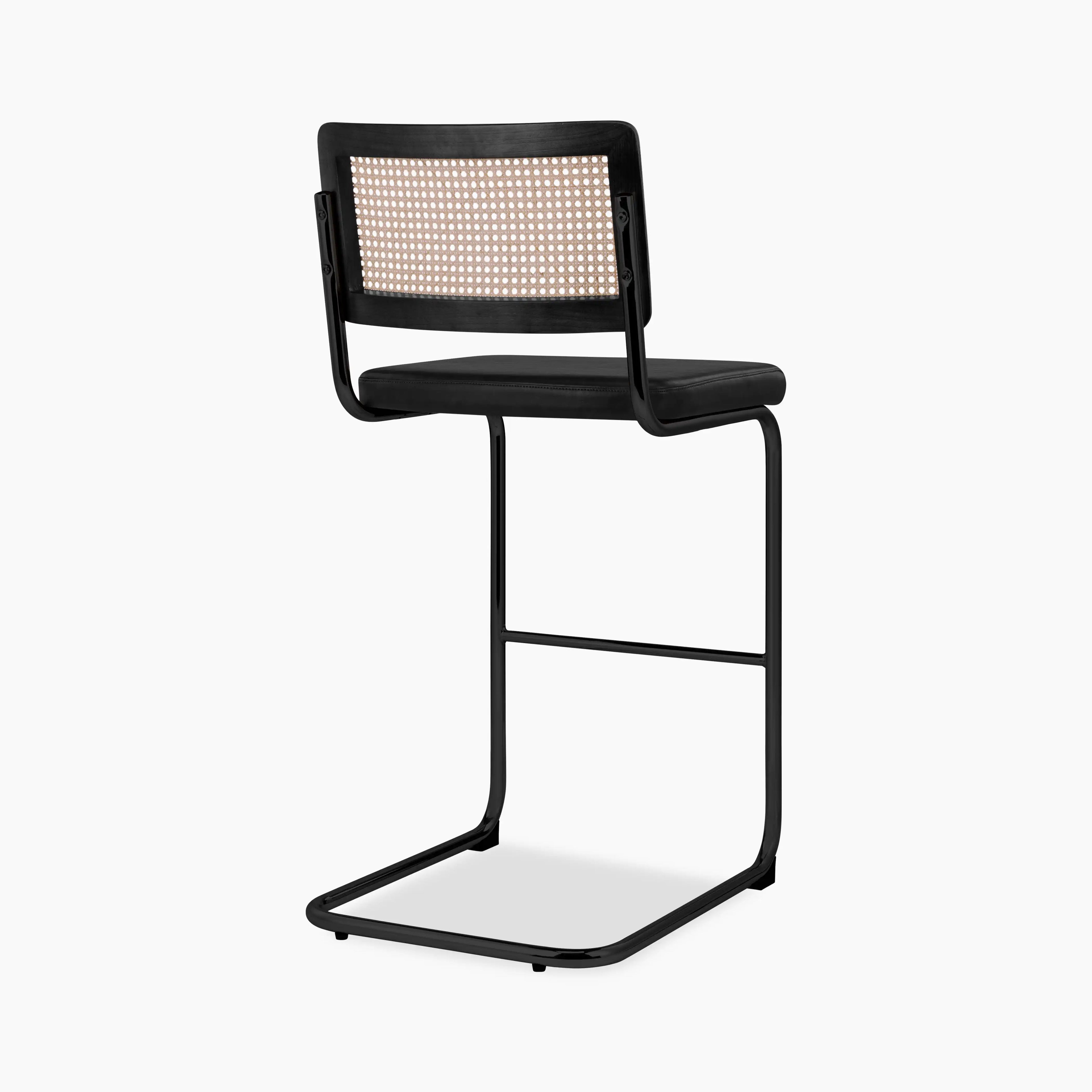 Kenton Bar Stool | Vintage Black Faux Leather & Black