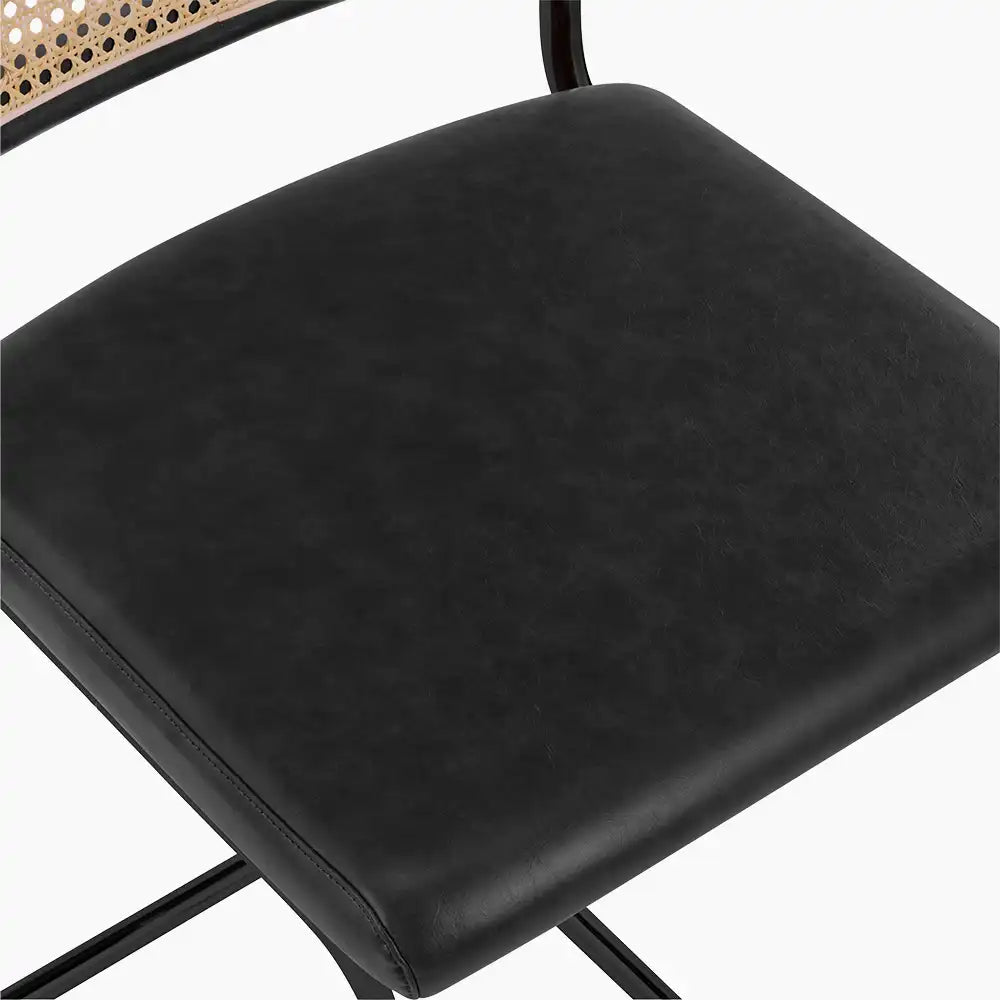 Kenton Bar Stool | Vintage Black Faux Leather & Black