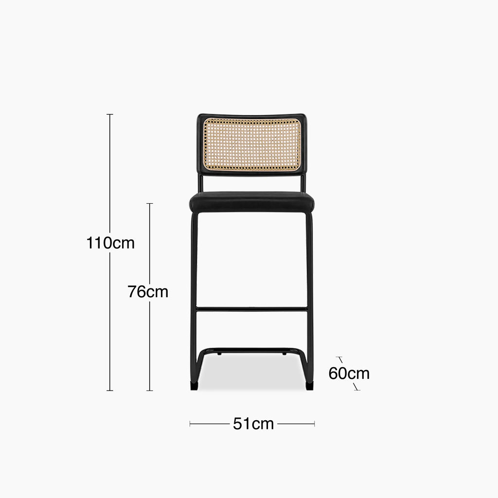 Kenton Bar Stool | Vintage Black Faux Leather & Black