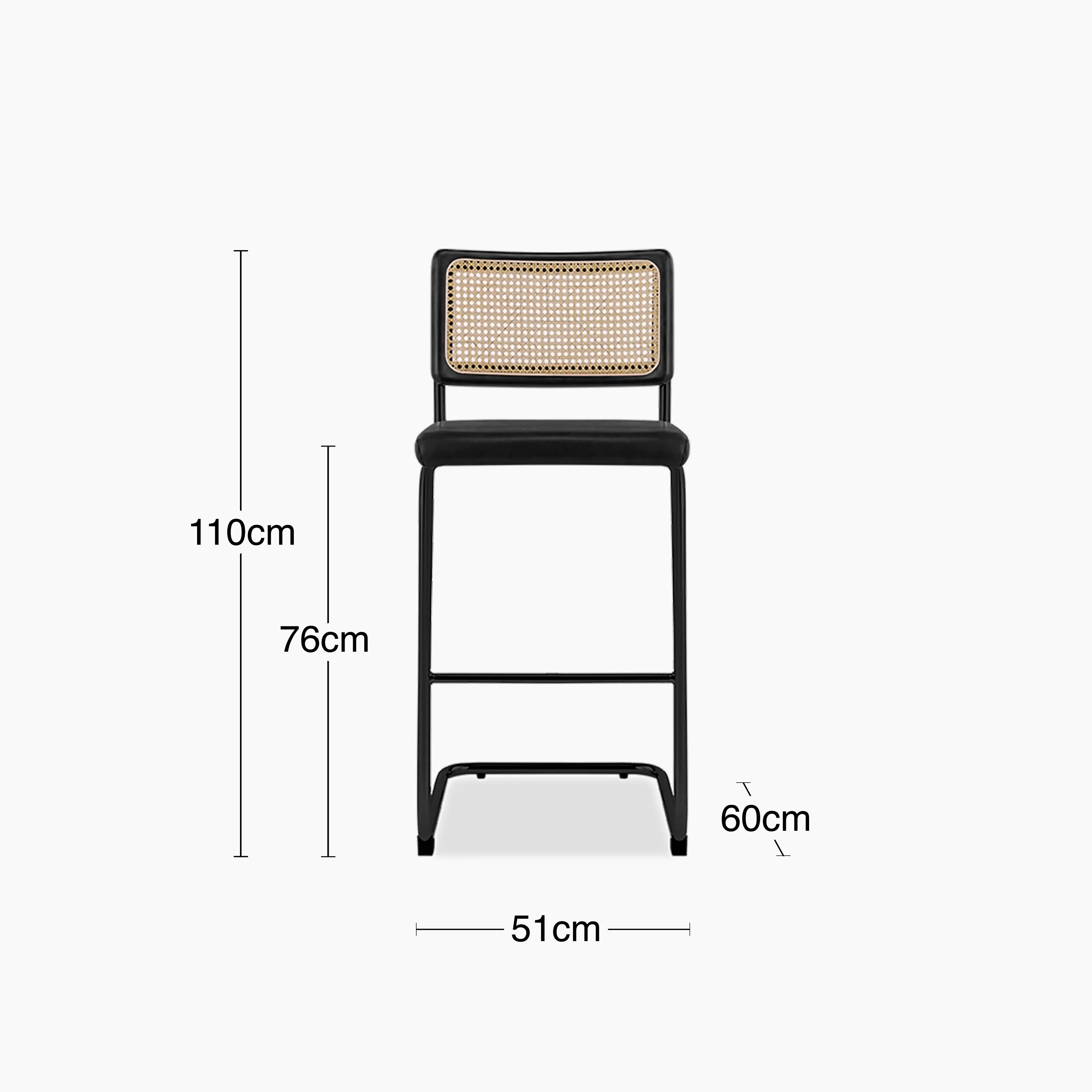 Kenton Bar Stool | Vintage Black Faux Leather & Black