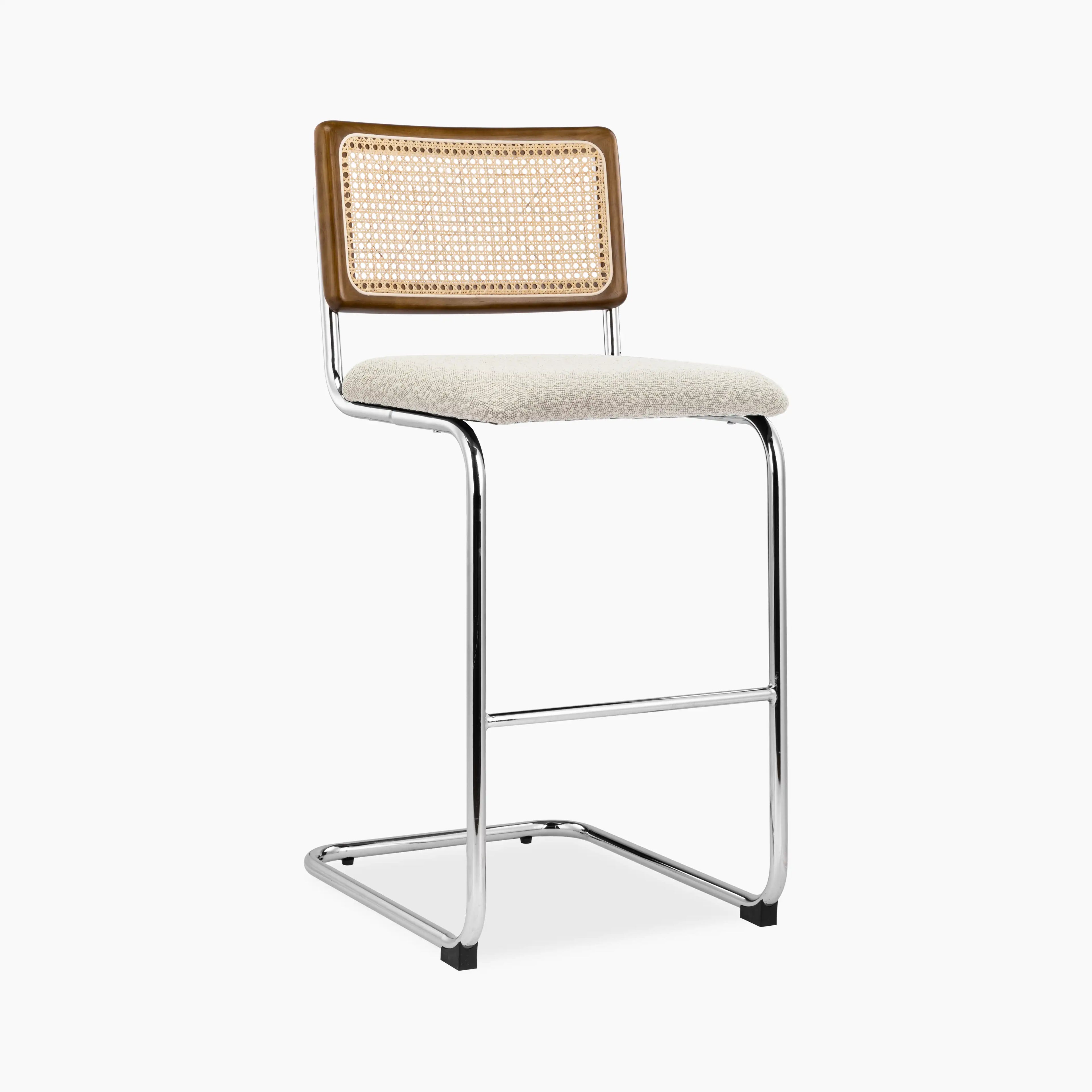 Kenton Bar Stool | Speckled Stone Sustainable Boucle & Light Walnut