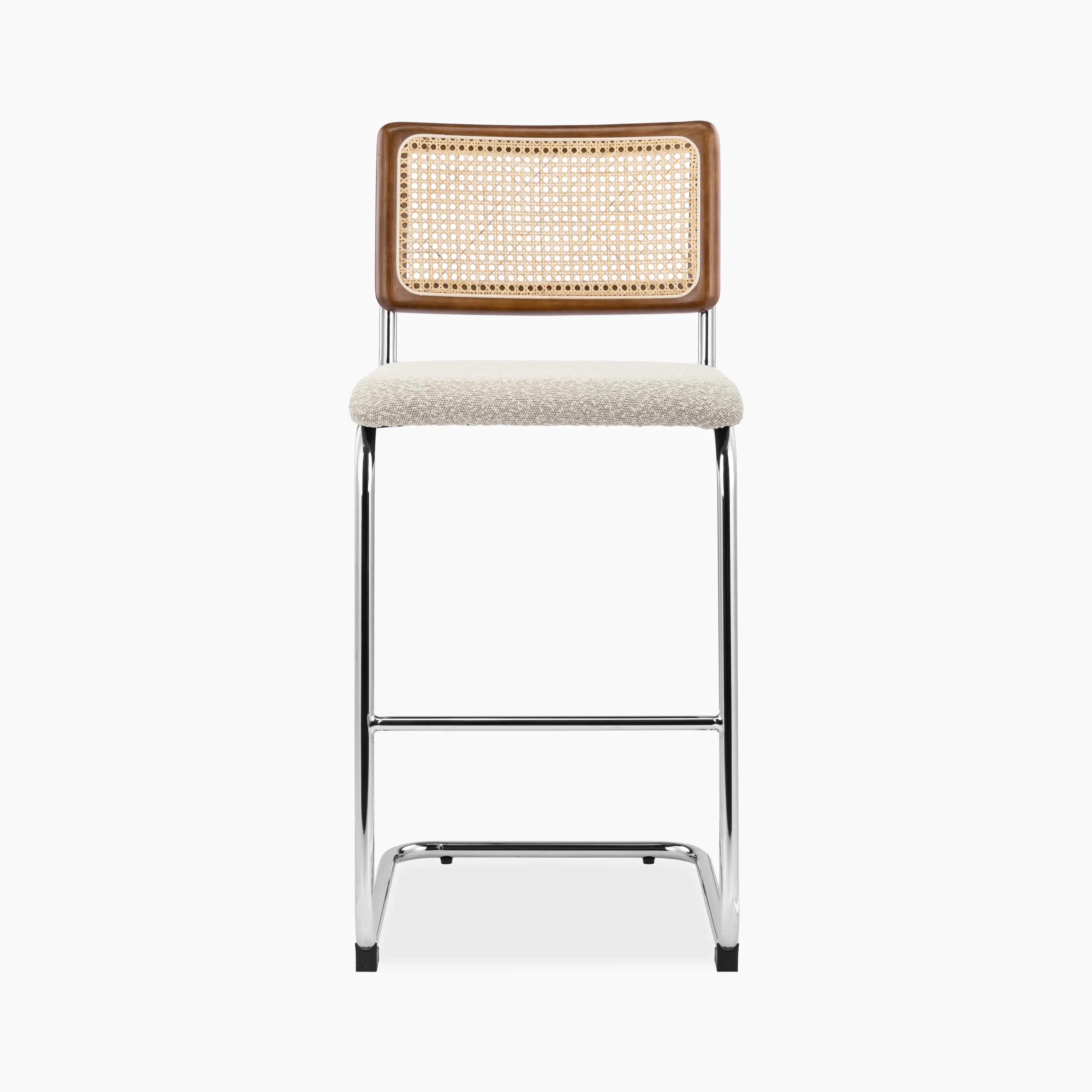 Kenton Bar Stool | Speckled Stone Sustainable Boucle & Light Walnut