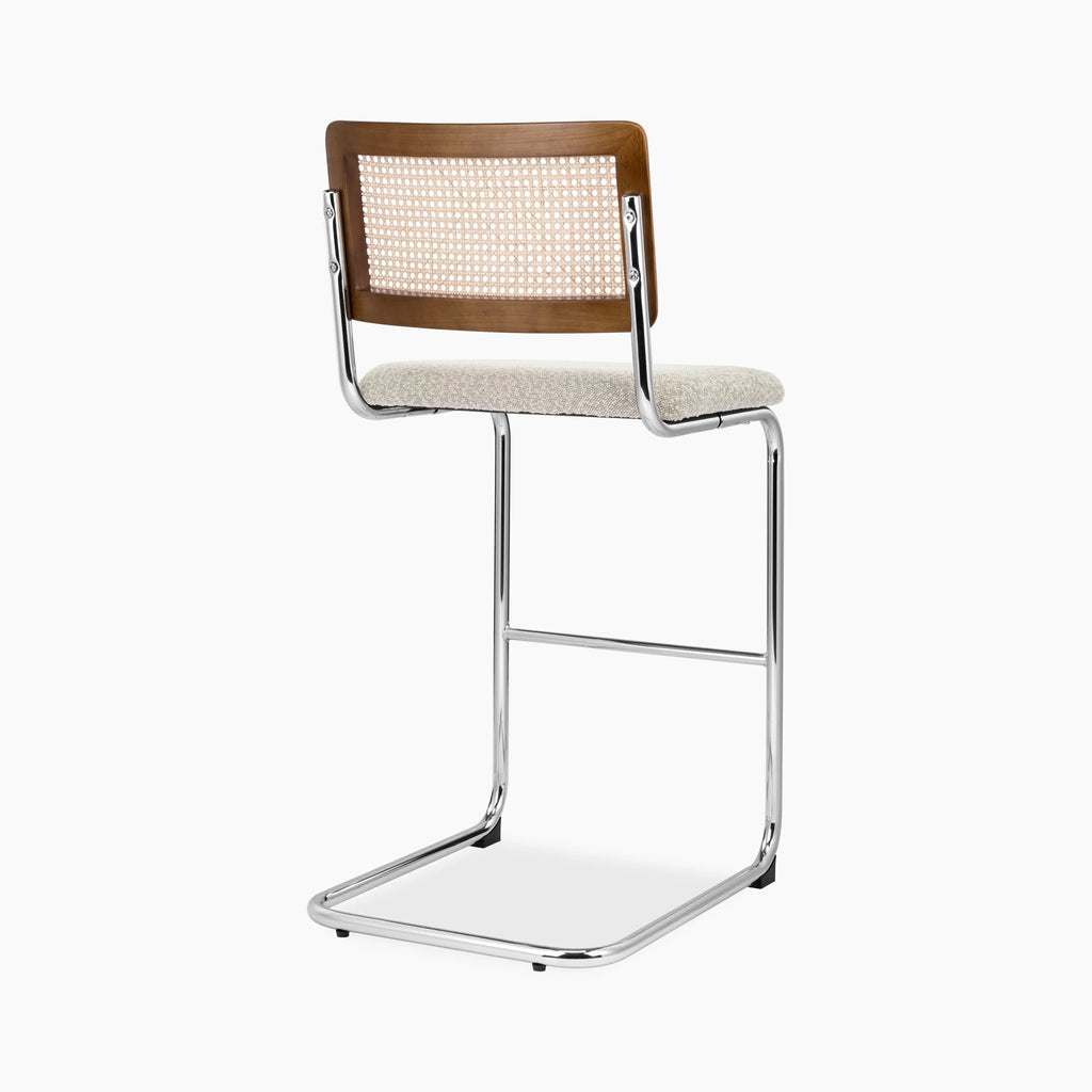 Kenton Bar Stool | Speckled Stone Sustainable Boucle & Light Walnut