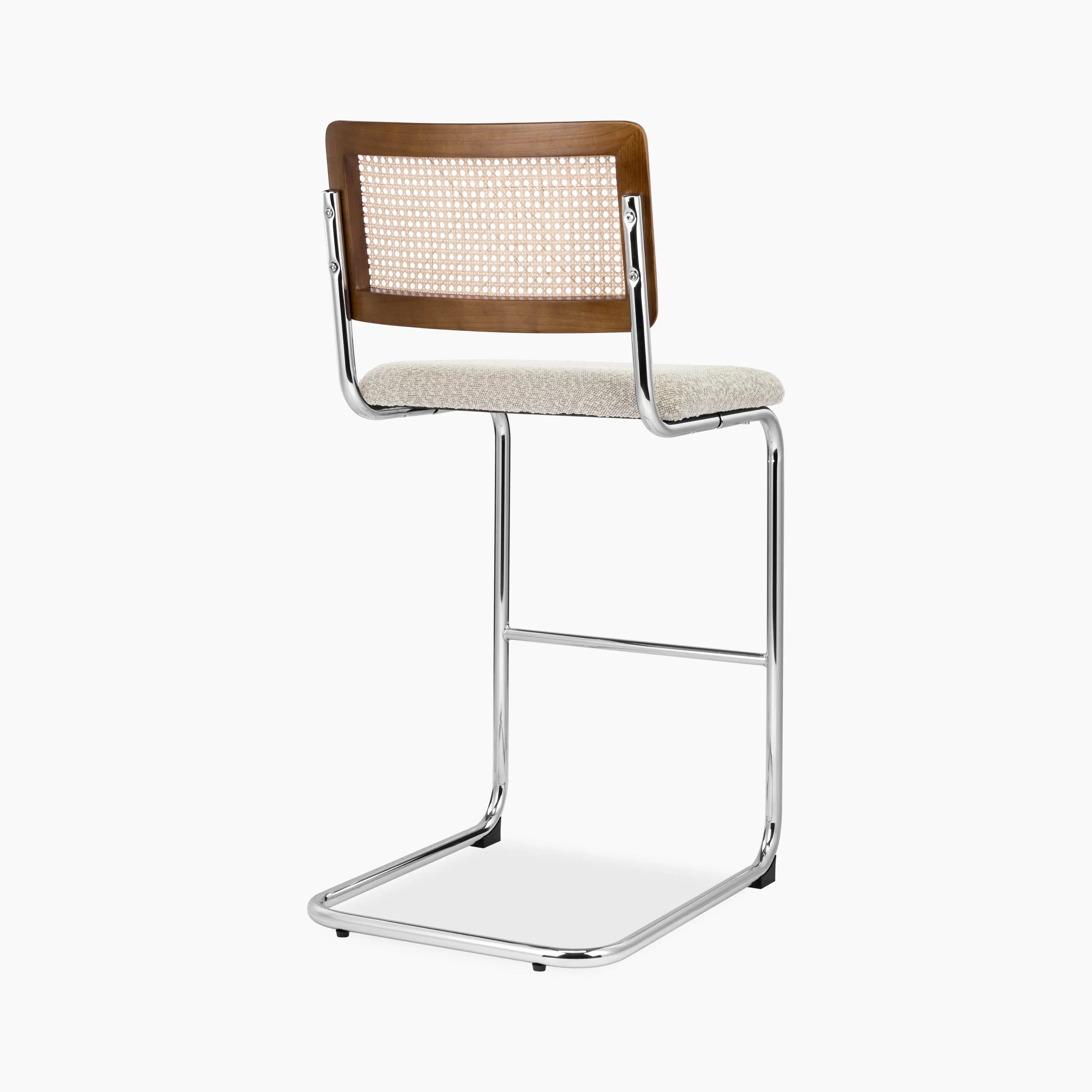 Kenton Bar Stool | Speckled Stone Sustainable Boucle & Light Walnut