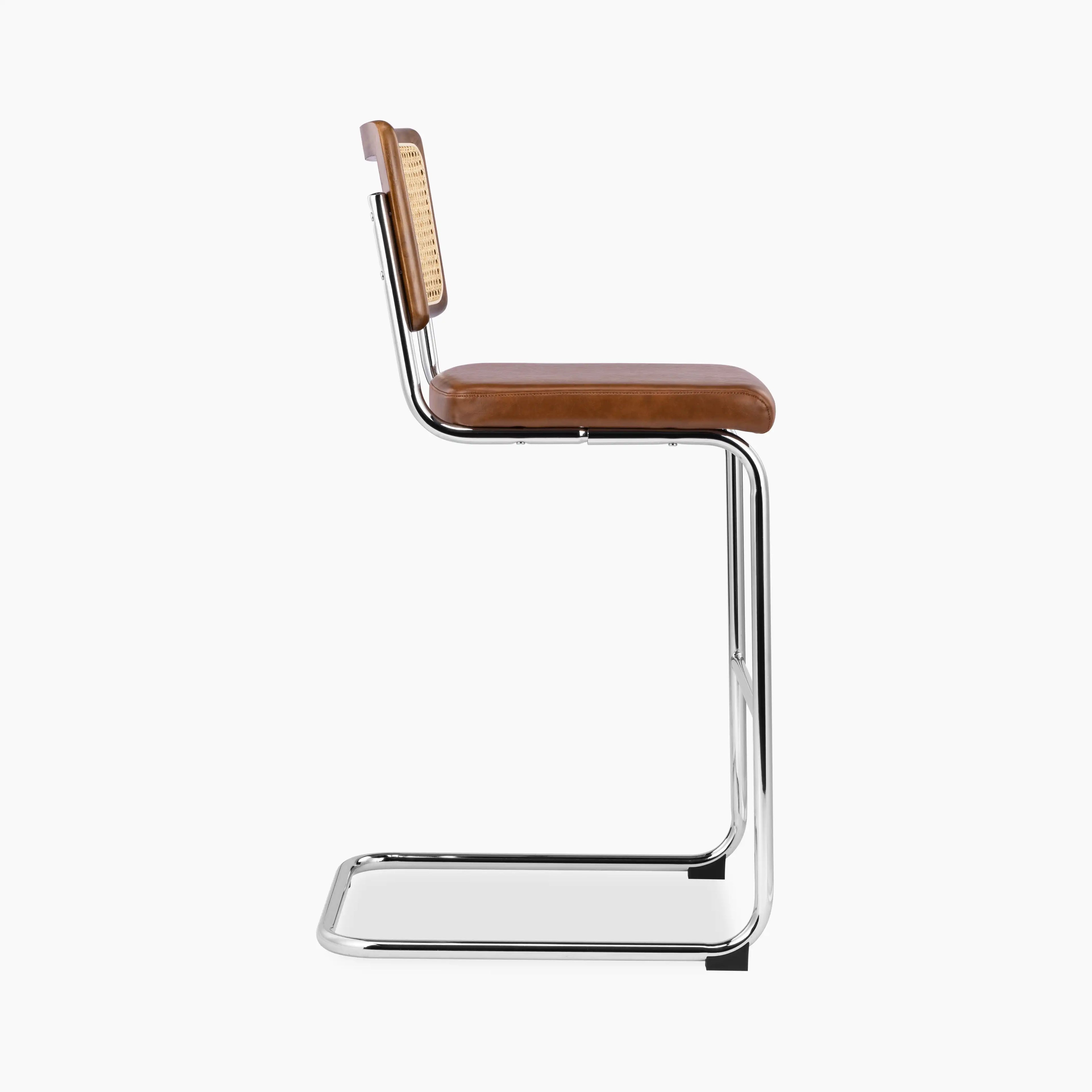 Kenton Bar Stool | Vintage Tan Faux Leather & Chrome