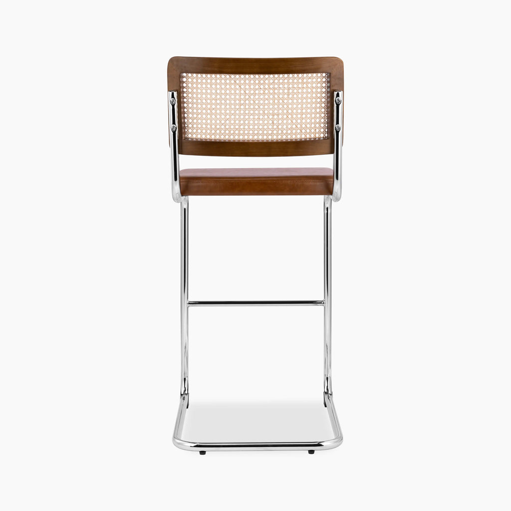 Kenton Bar Stool | Vintage Tan Faux Leather & Chrome