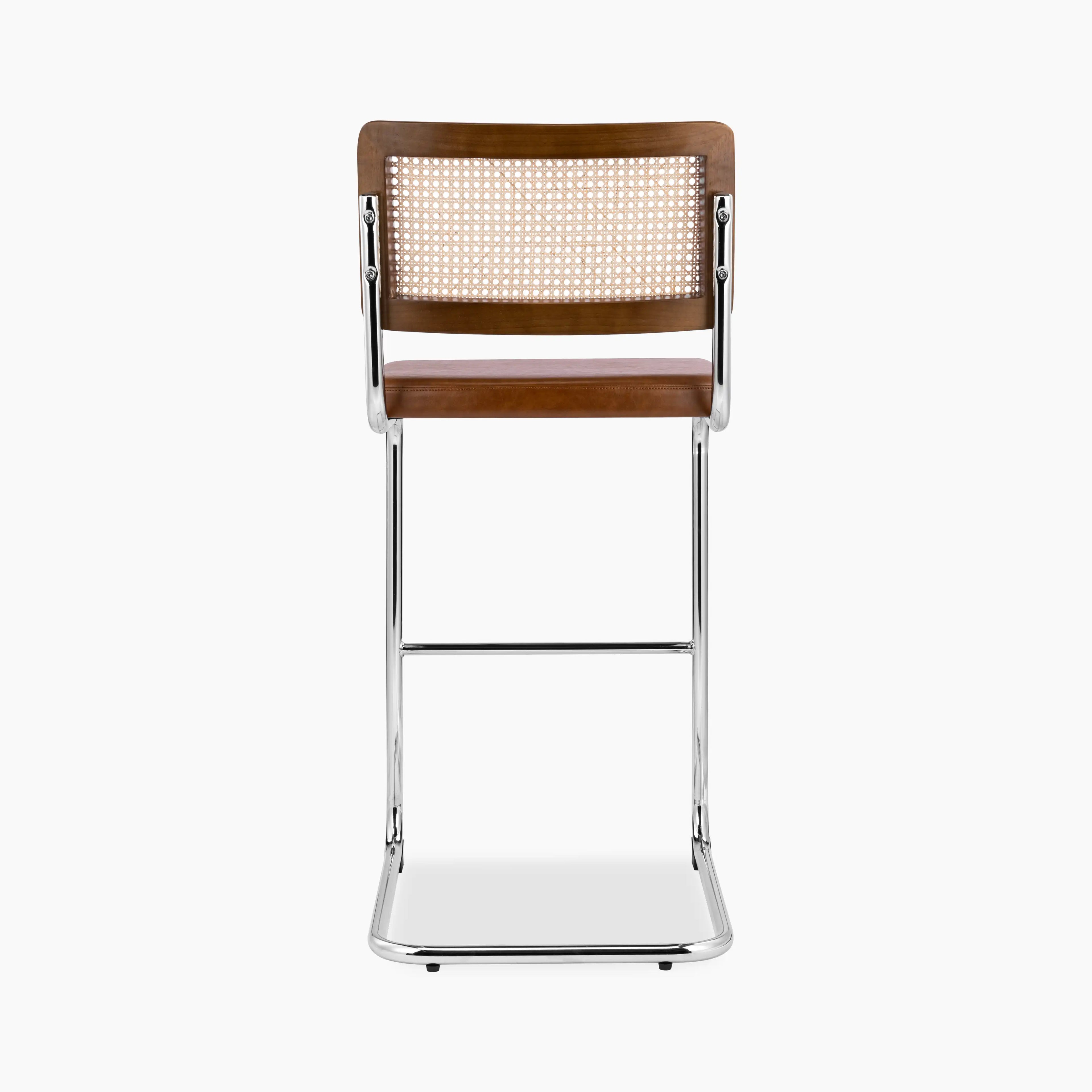 Kenton Bar Stool | Vintage Tan Faux Leather & Chrome