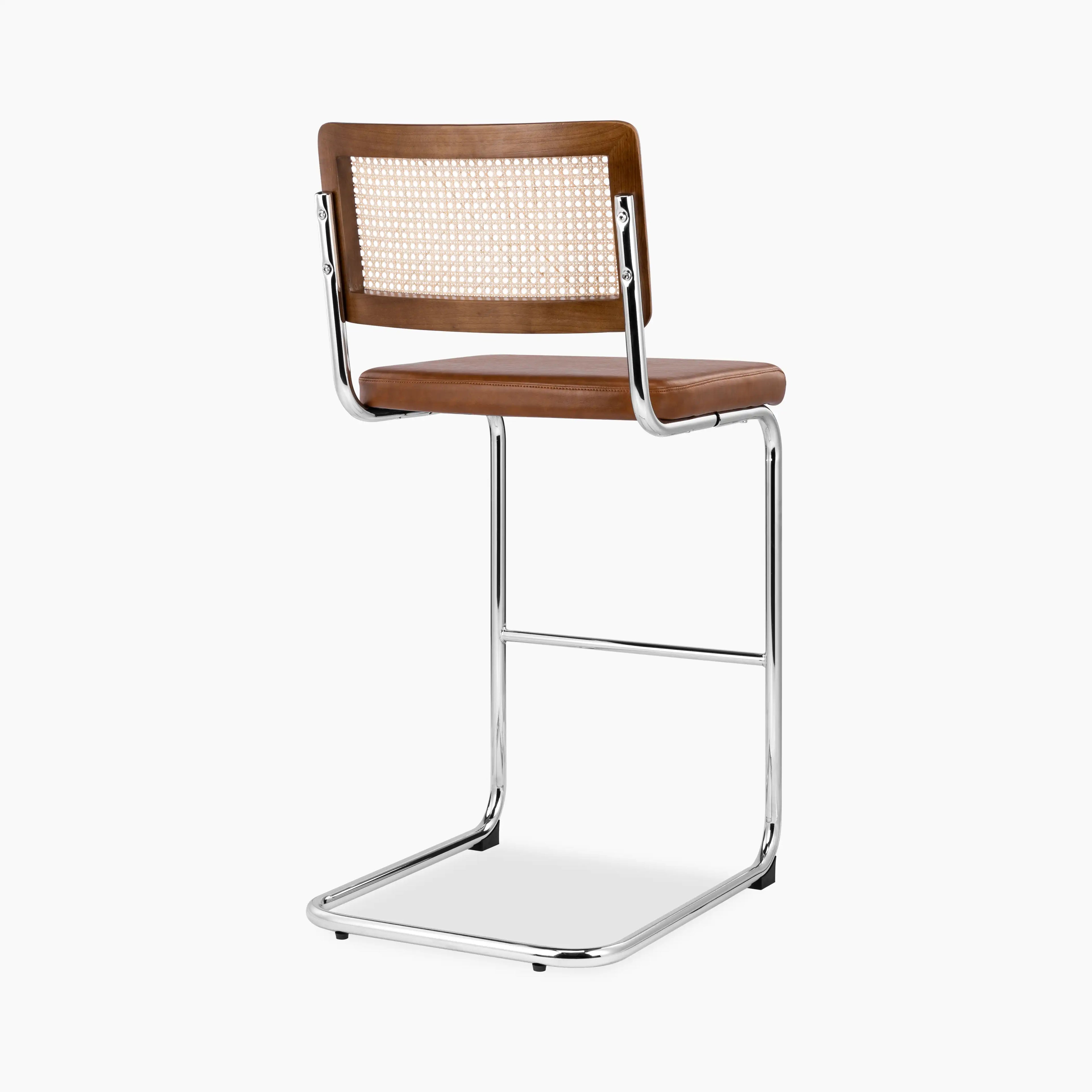 Kenton Bar Stool | Vintage Tan Faux Leather & Chrome