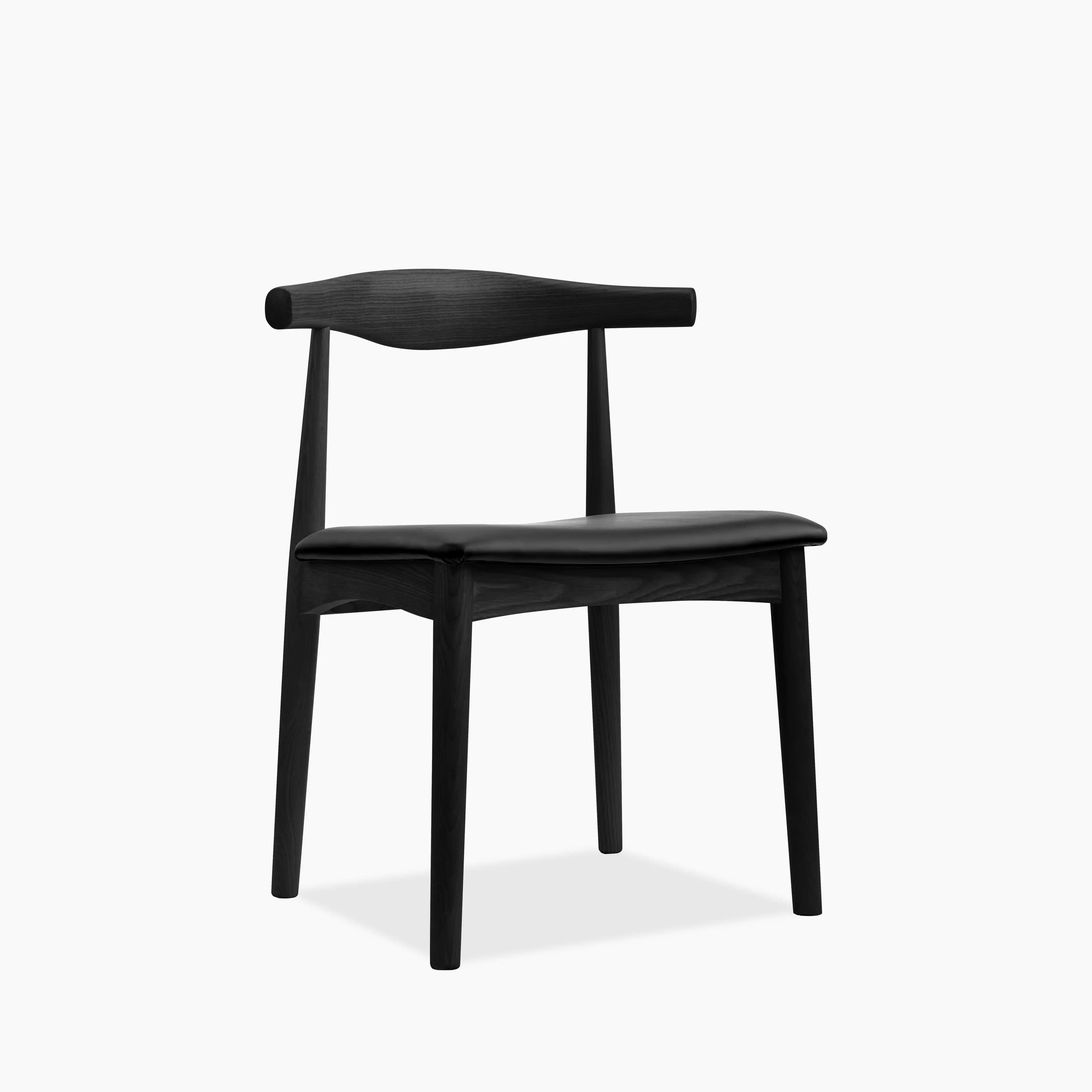 Aalborg Wooden Dining Chair | Black Faux Leather & Black