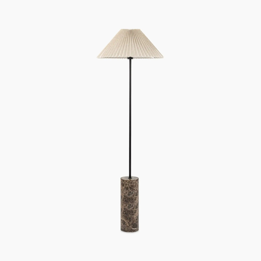 Danika Floor Lamp | Natural Linen & Brown Marble