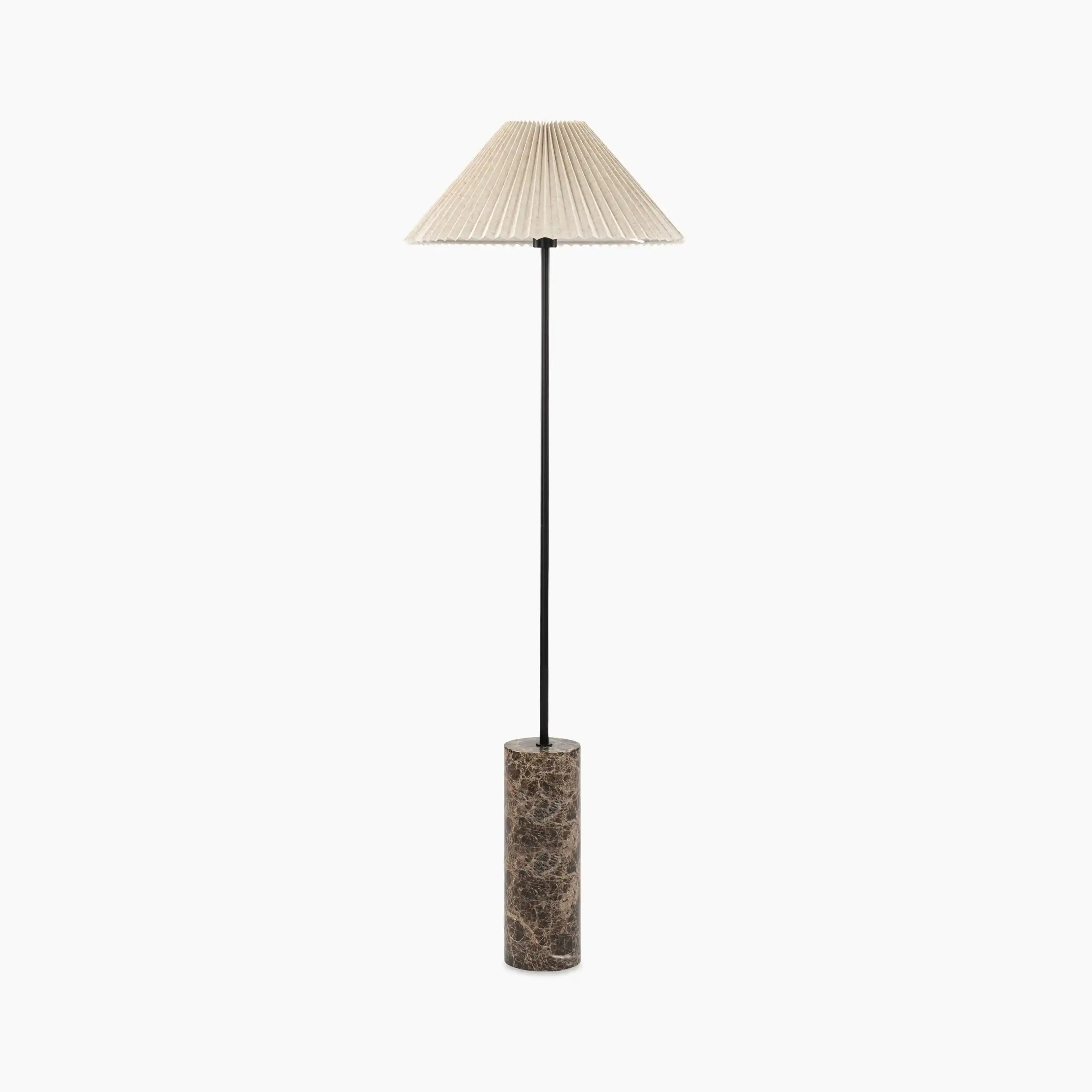 Danika Floor Lamp | Natural Linen & Brown Marble