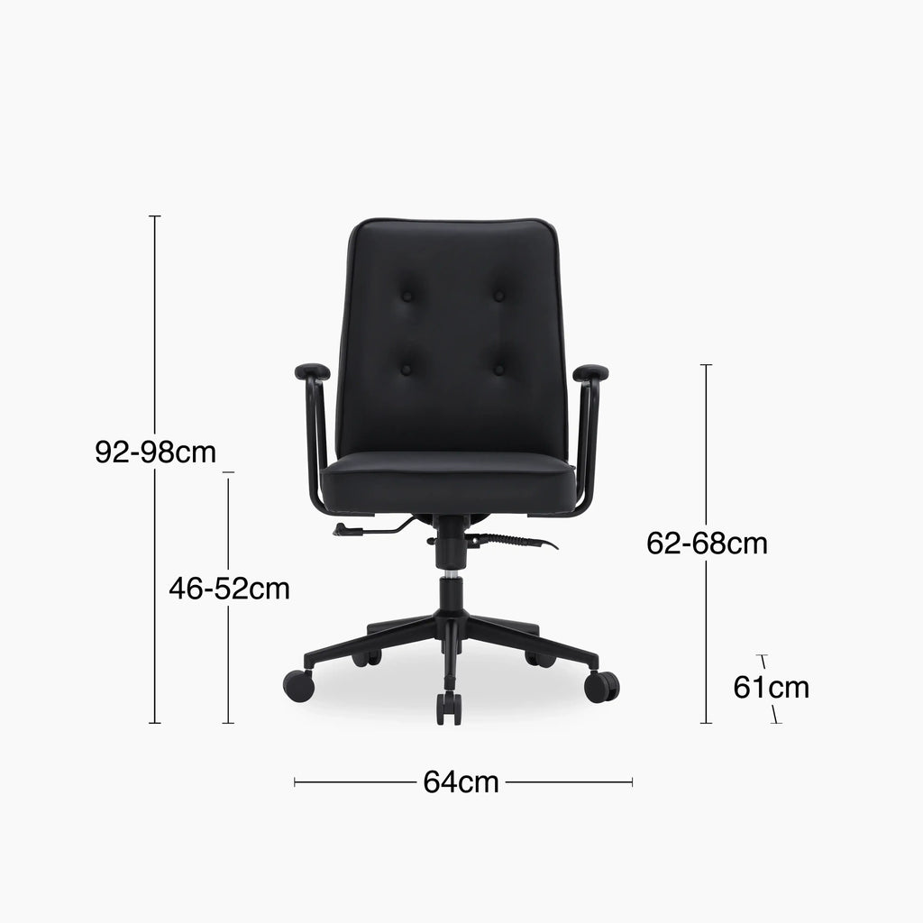 Maize Office Chair | Vintage Black Faux Leather & Black