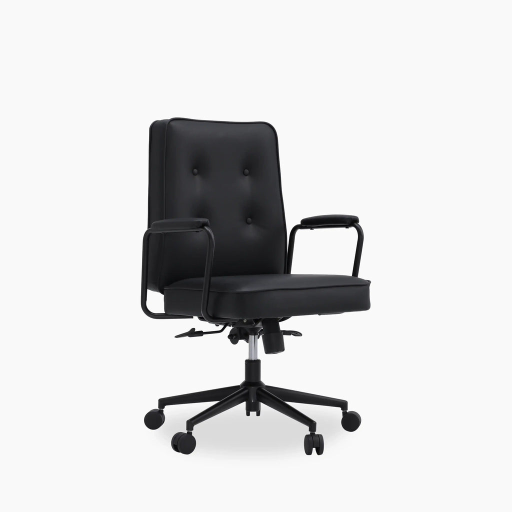 Maize Office Chair | Vintage Black Faux Leather & Black