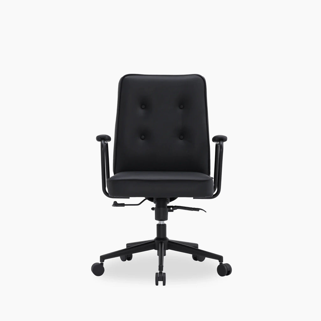 Maize Office Chair | Vintage Black Faux Leather & Black