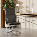 Bria High Back Office Chair | Black Faux Leather & Chrome