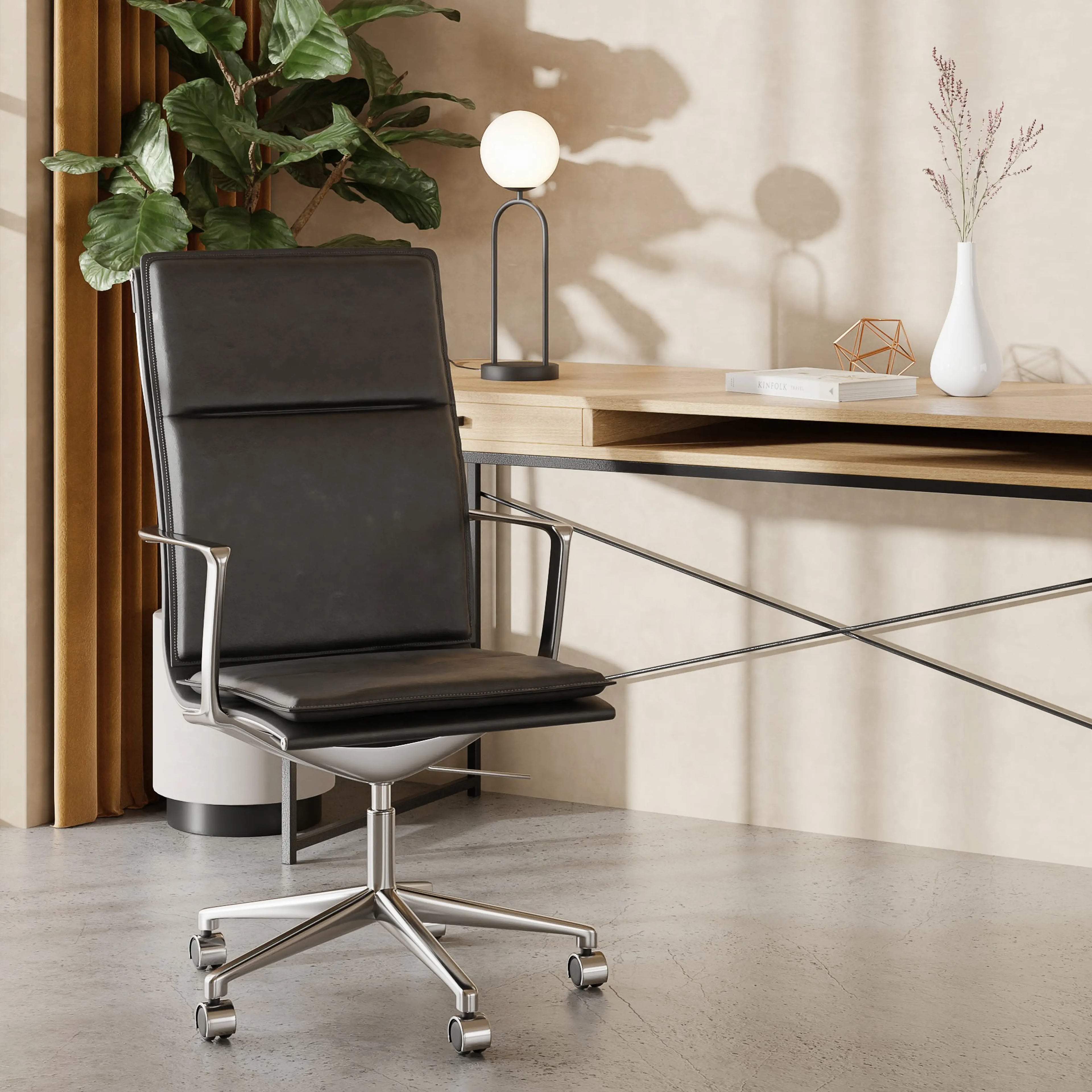 Bria High Back Office Chair | Black Faux Leather & Chrome