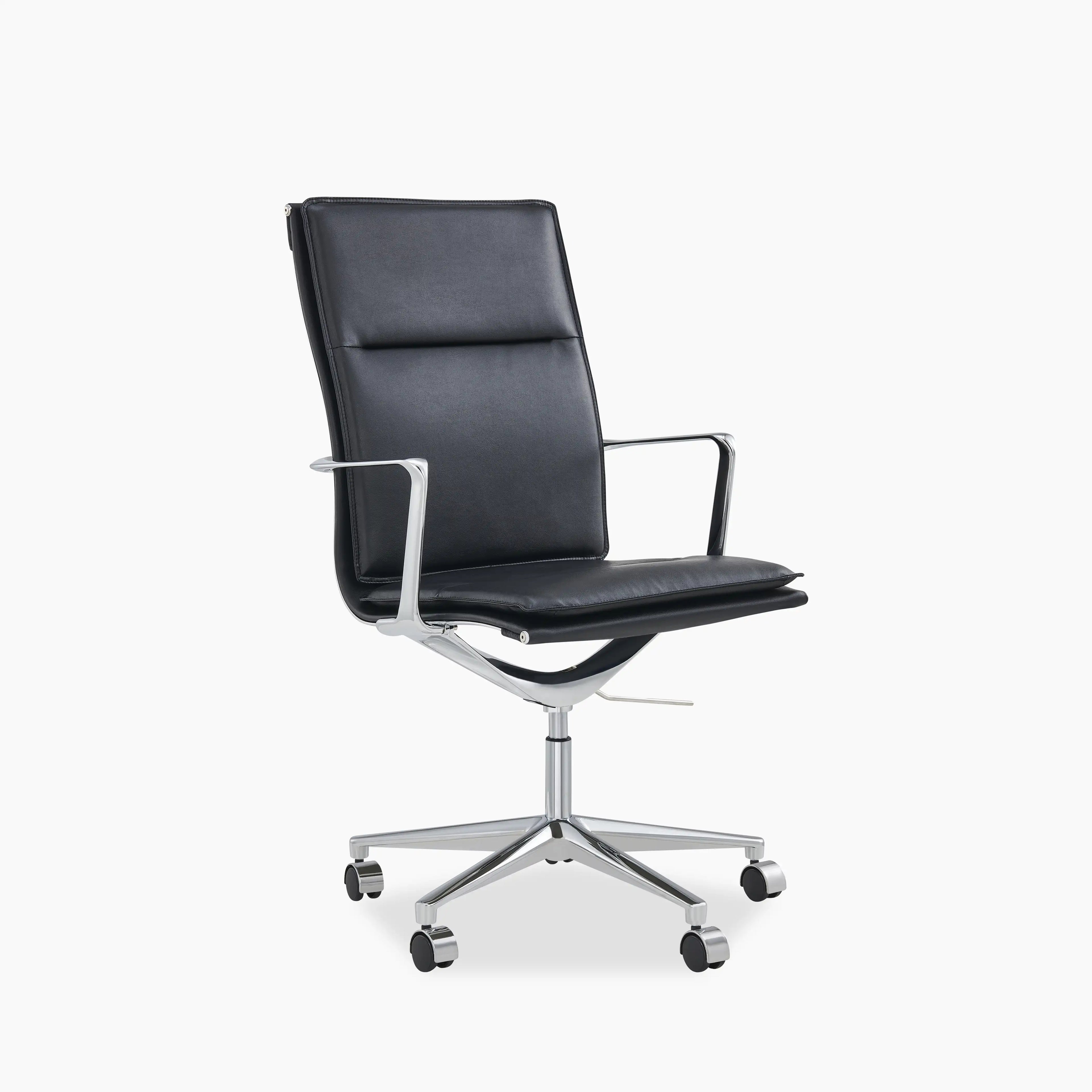 Bria High Back Office Chair | Black Faux Leather & Chrome