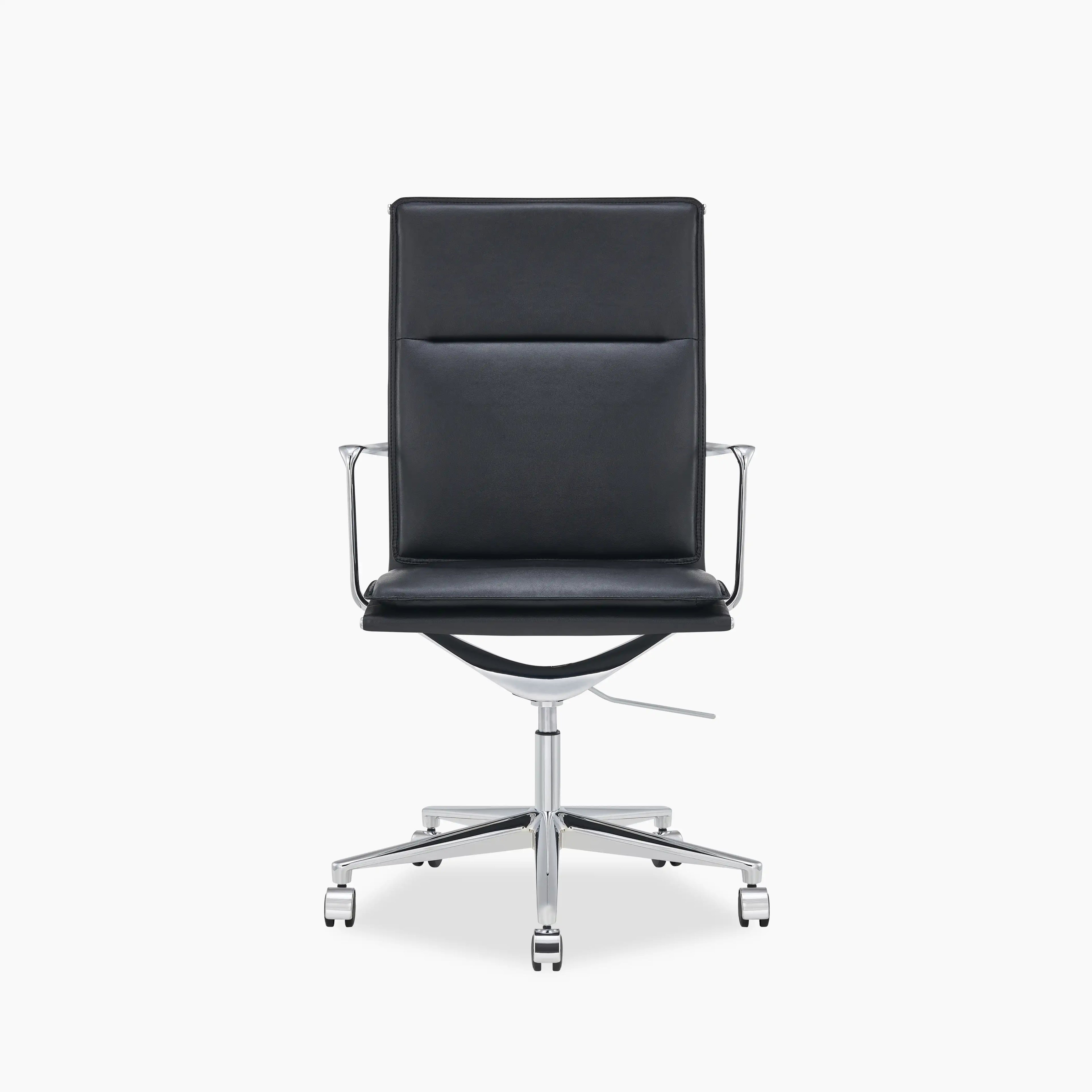 Bria High Back Office Chair | Black Faux Leather & Chrome