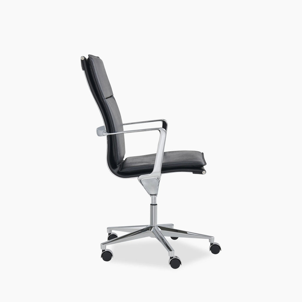 Bria High Back Office Chair | Black Faux Leather & Chrome