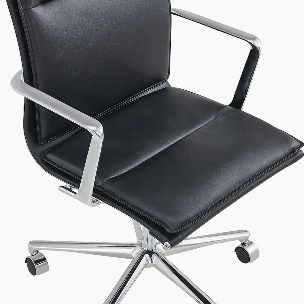 Bria High Back Office Chair | Black Faux Leather & Chrome