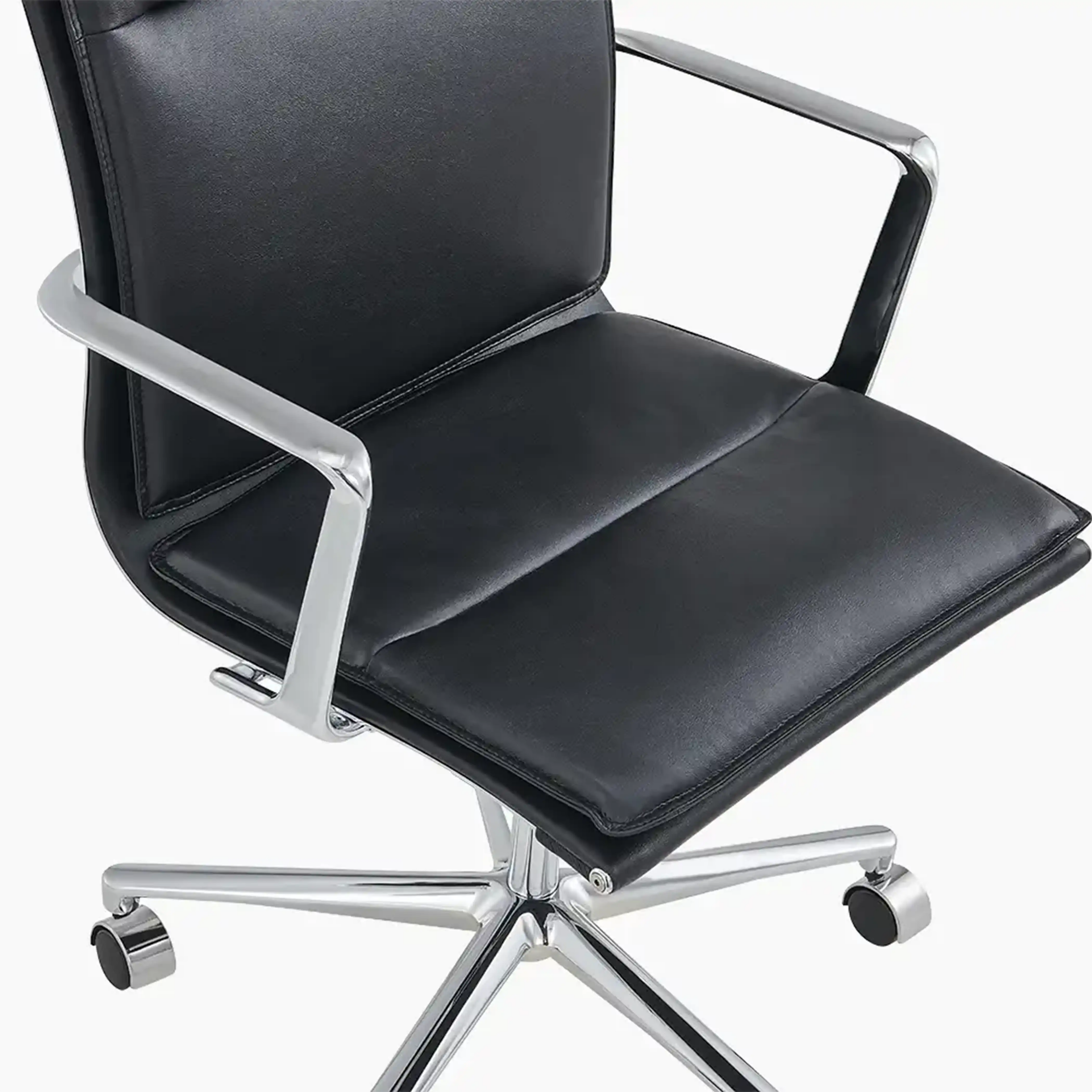 Bria High Back Office Chair | Black Faux Leather & Chrome