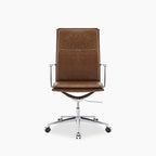 Bria High Back Office Chair | Vintage Tan Faux Leather & Chrome
