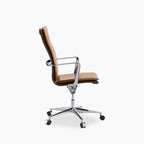 Bria High Back Office Chair | Vintage Tan Faux Leather & Chrome