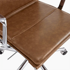 Bria High Back Office Chair | Vintage Tan Faux Leather & Chrome