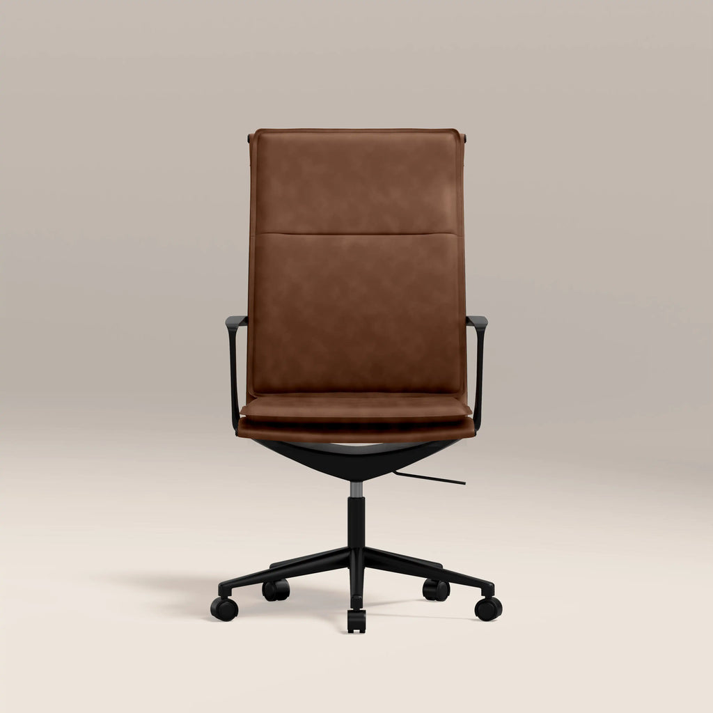 Bria High Back Office Chair | Vintage Tan Faux Leather & Black