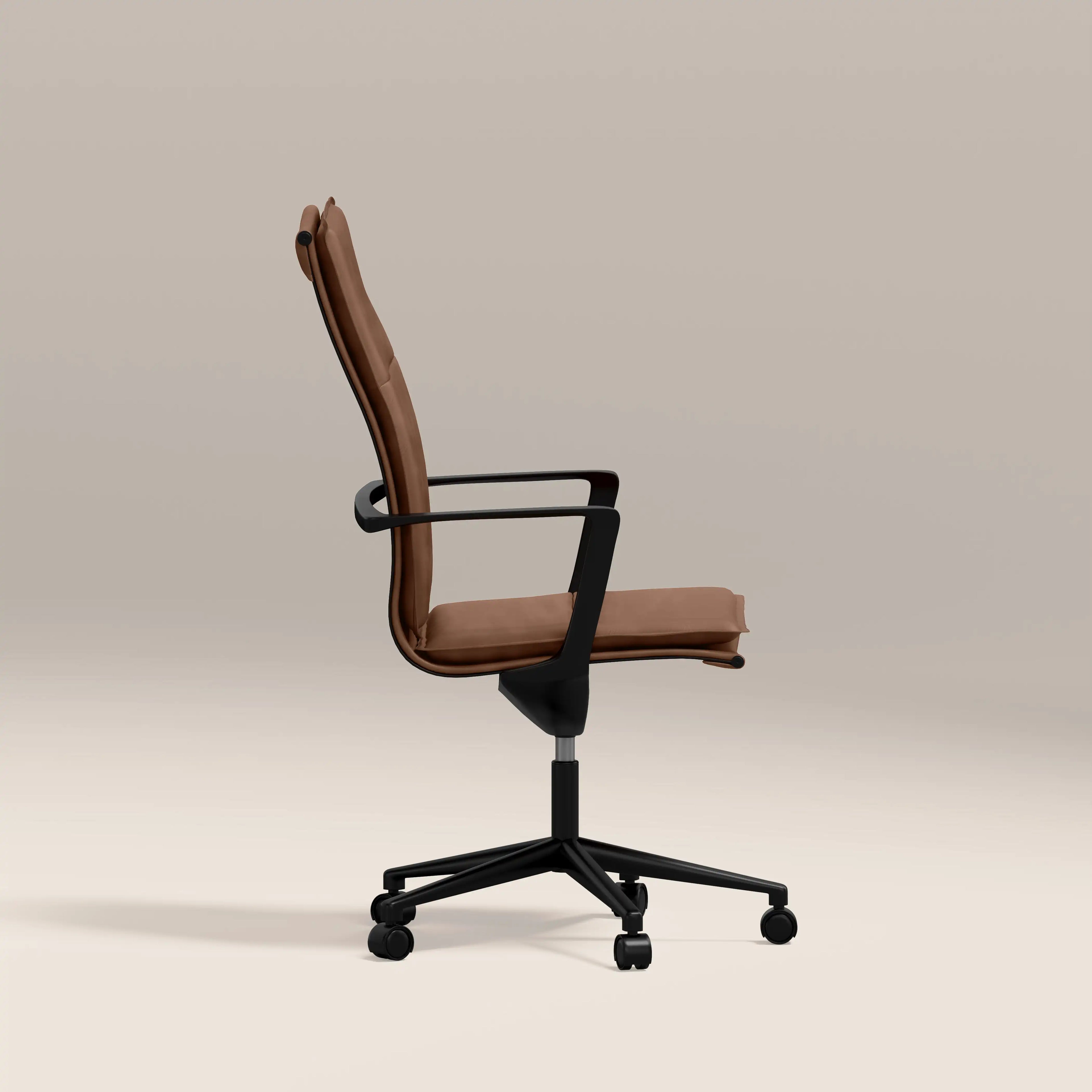 Bria High Back Office Chair | Vintage Tan Faux Leather & Black