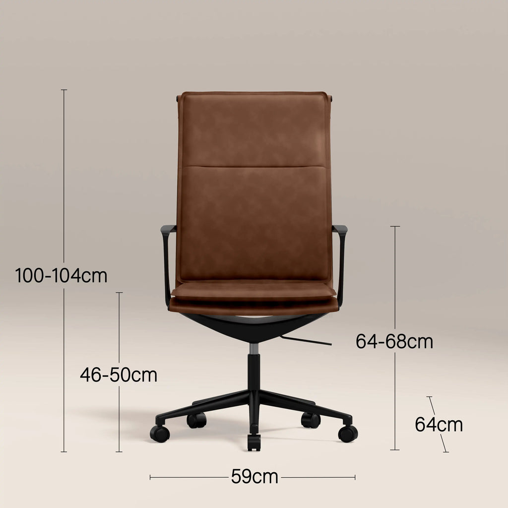 Bria High Back Office Chair | Vintage Tan Faux Leather & Black