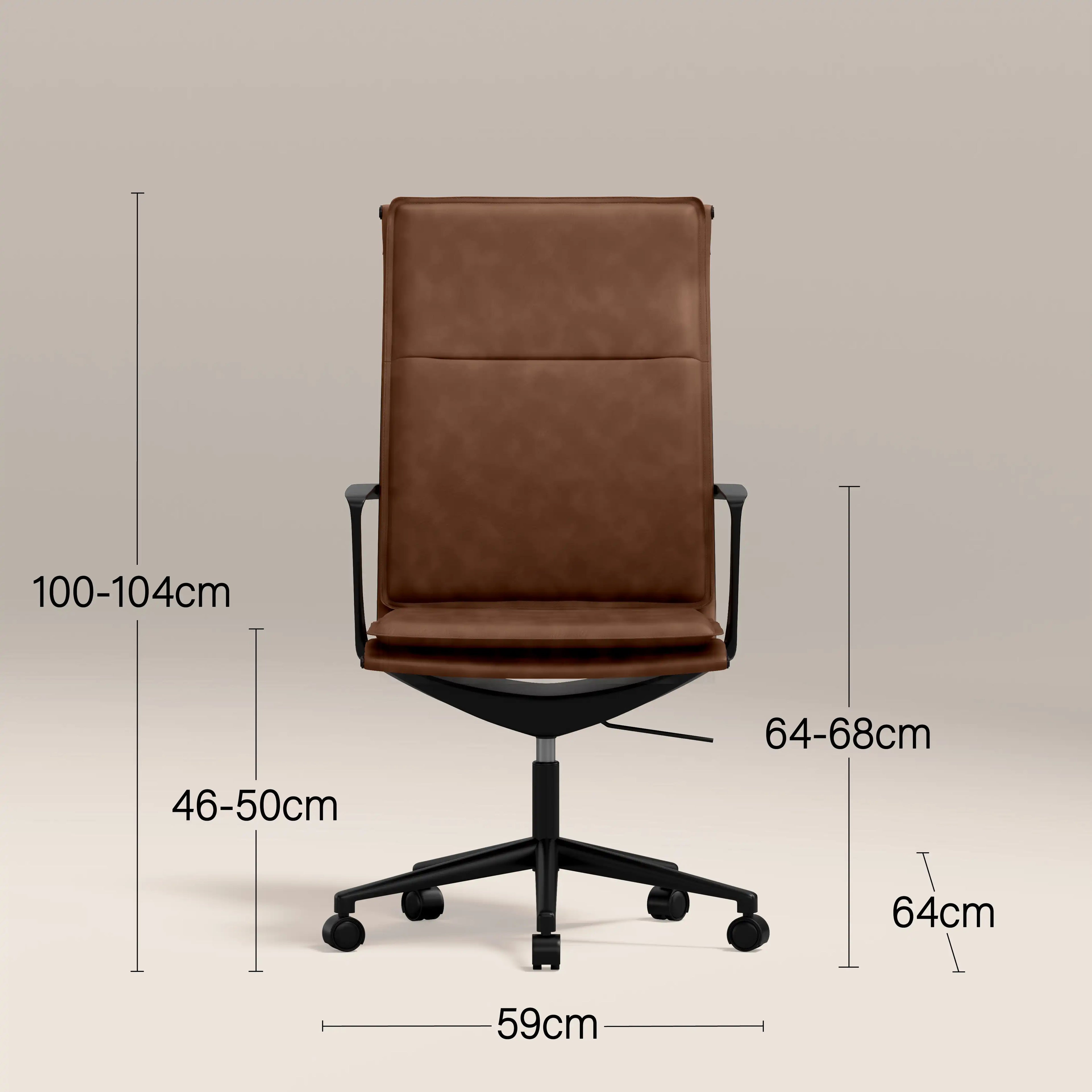 Bria High Back Office Chair | Vintage Tan Faux Leather & Black