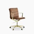 Bria Office Chair | Vintage Tan Faux Leather & Brass